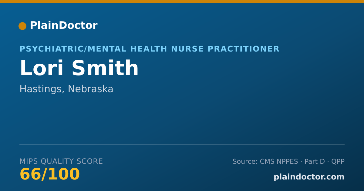 Shareable card for Lori Smith - Psychiatric/Mental Health Nurse Practitioner, Hastings, NE