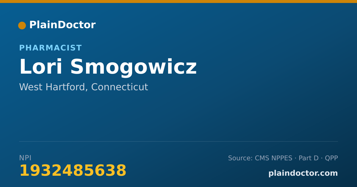 Shareable card for Lori Smogowicz - Pharmacist, West Hartford, CT