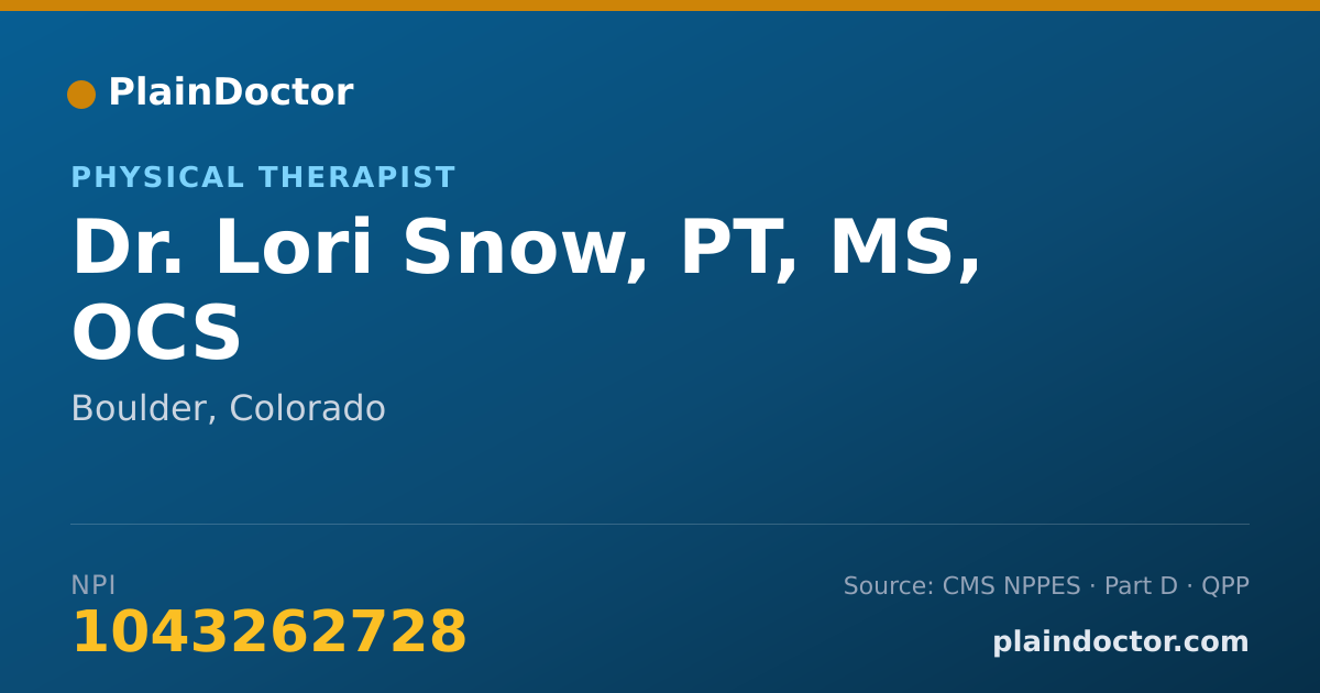 Shareable card for Lori Snow, PT, MS, OCS - Physical Therapist, Boulder, CO