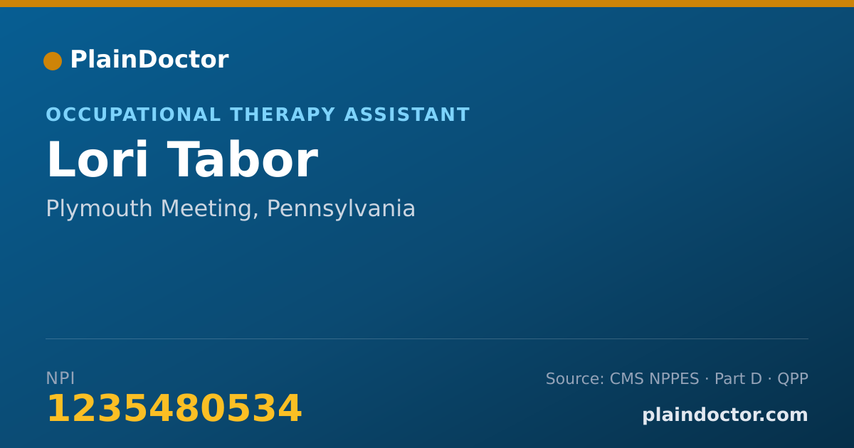 Shareable card for Lori Tabor - Occupational Therapy Assistant, Plymouth Meeting, PA