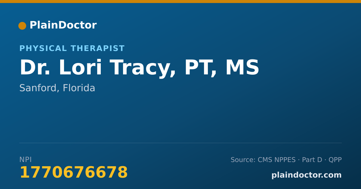 Shareable card for Lori Tracy, PT, MS - Physical Therapist, Sanford, FL