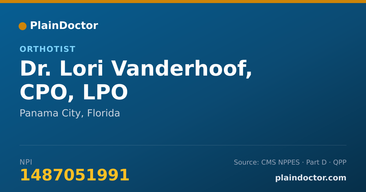 Shareable card for Lori Vanderhoof, CPO, LPO - Orthotist, Panama City, FL