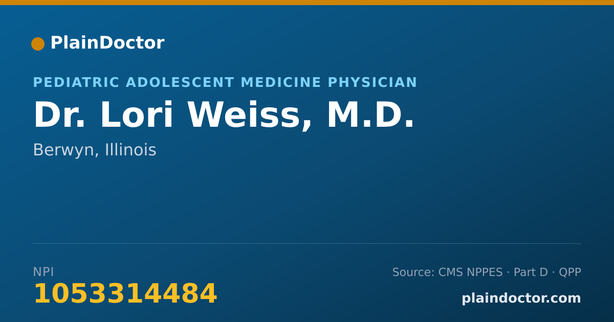 Shareable card for Lori Weiss, M.D. - Pediatric Adolescent Medicine Physician, Berwyn, IL