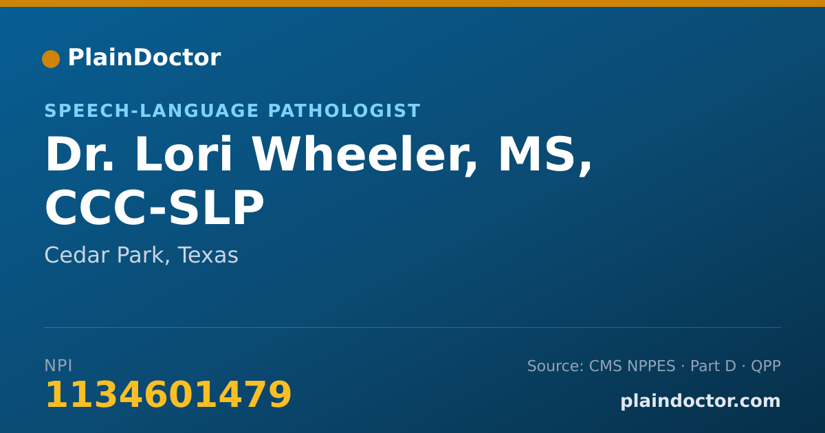 Shareable card for Lori Wheeler, MS, CCC-SLP - Speech-Language Pathologist, Cedar Park, TX