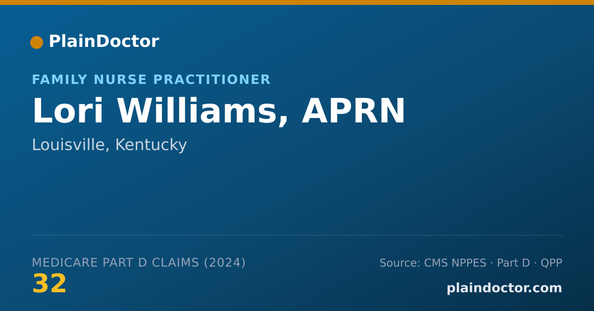 Shareable card for Lori Williams, APRN - Family Nurse Practitioner, Louisville, KY