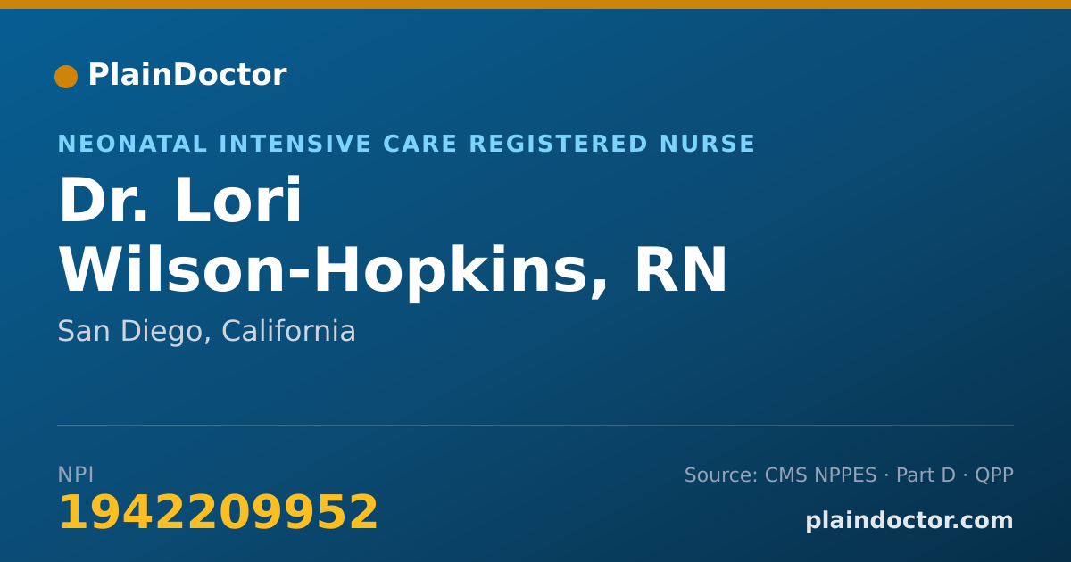 Shareable card for Lori Wilson-Hopkins, RN - Neonatal Intensive Care Registered Nurse, San Diego, CA