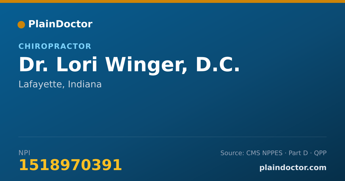 Shareable card for Lori Winger, D.C. - Chiropractor, Lafayette, IN