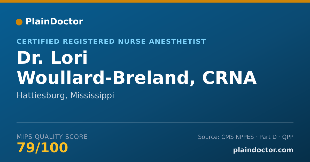 Shareable card for Lori Woullard-Breland, CRNA - Certified Registered Nurse Anesthetist, Hattiesburg, MS