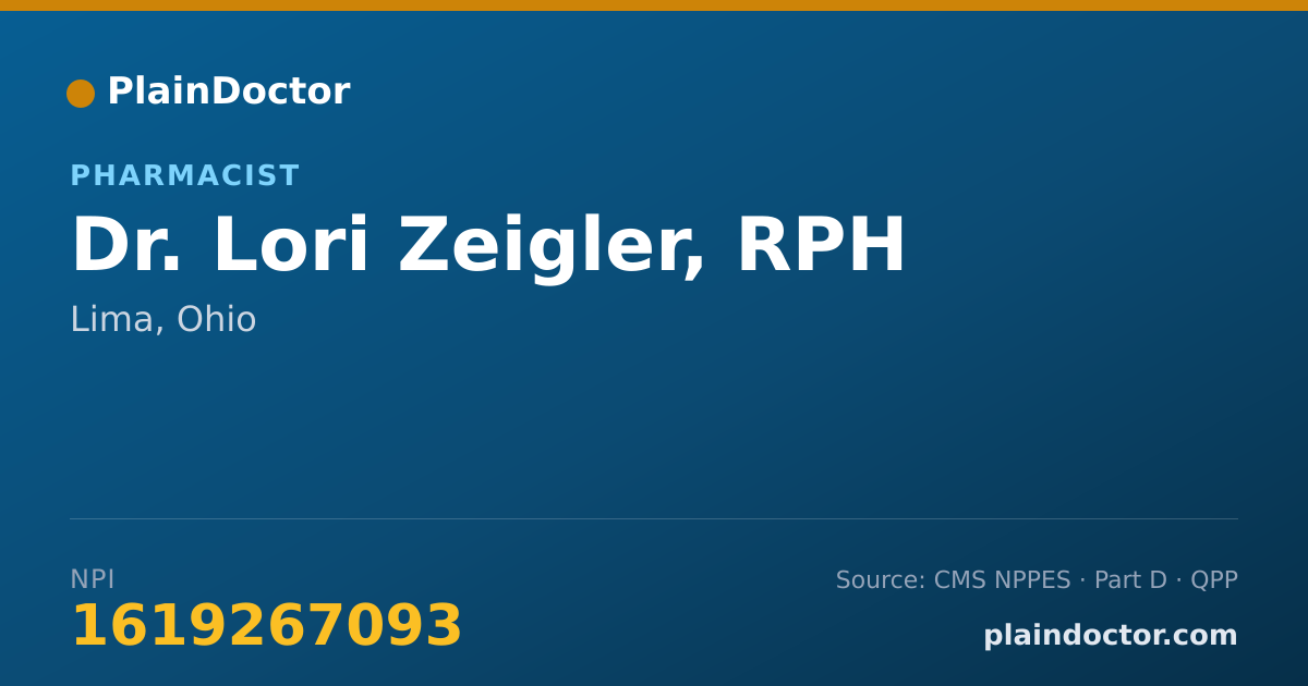 Shareable card for Lori Zeigler, RPH - Pharmacist, Lima, OH