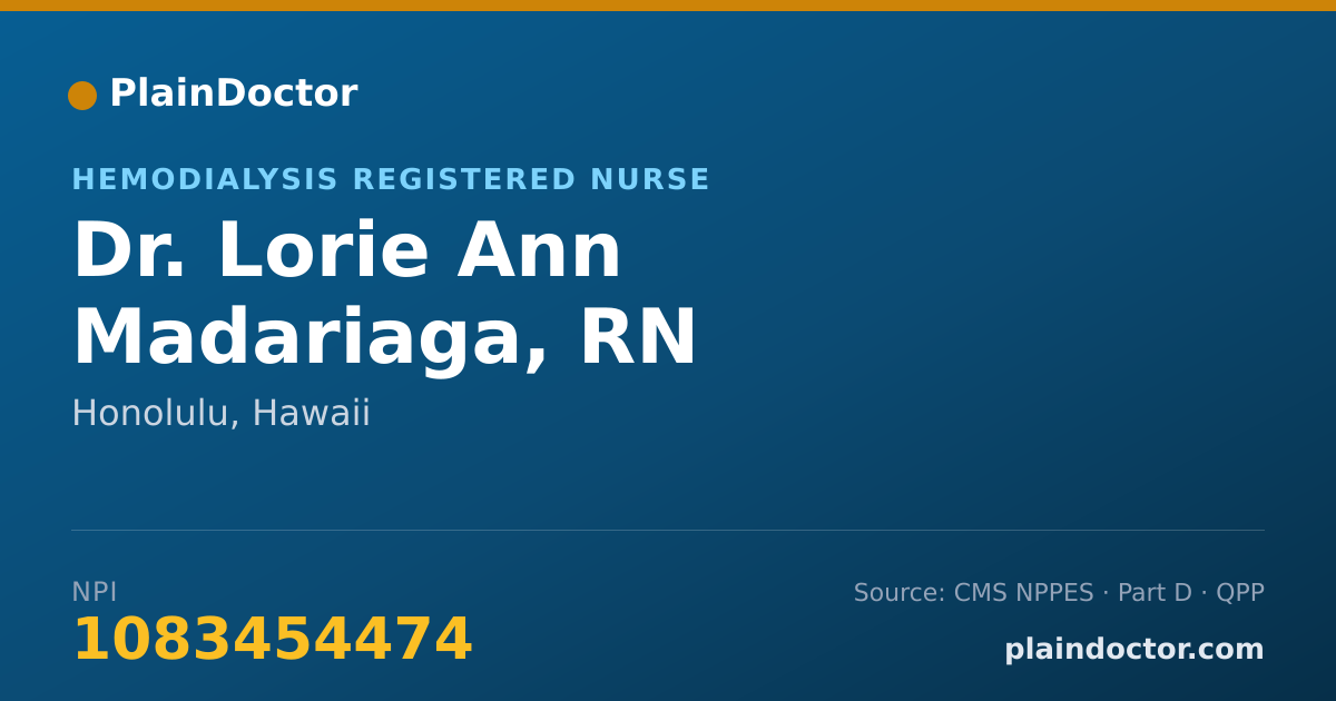 Shareable card for Lorie Ann Madariaga, RN - Hemodialysis Registered Nurse, Honolulu, HI