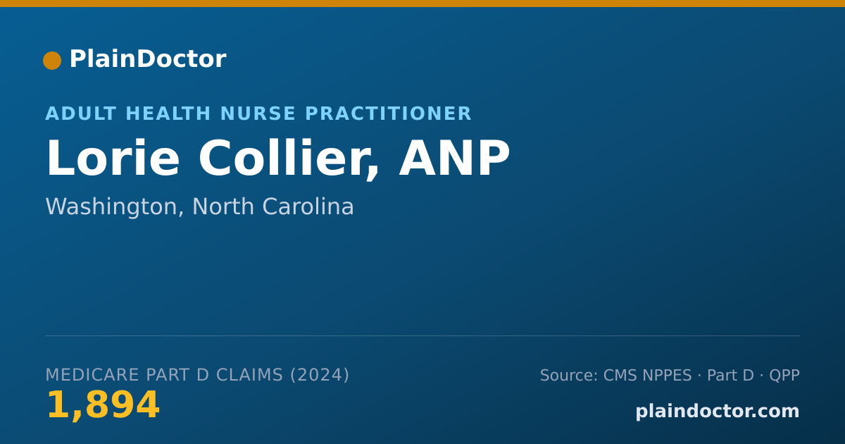 Shareable card for Lorie Collier, ANP - Adult Health Nurse Practitioner, Washington, NC