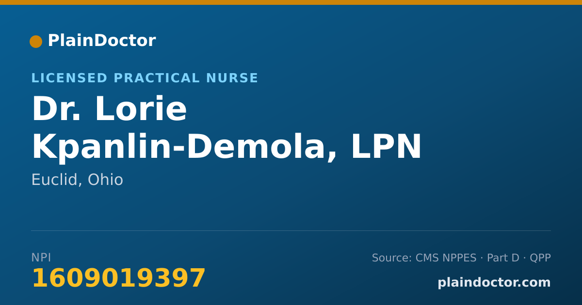 Shareable card for Lorie Kpanlin-Demola, LPN - Licensed Practical Nurse, Euclid, OH