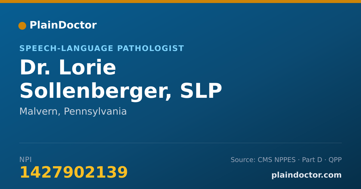 Shareable card for Lorie Sollenberger, SLP - Speech-Language Pathologist, Malvern, PA