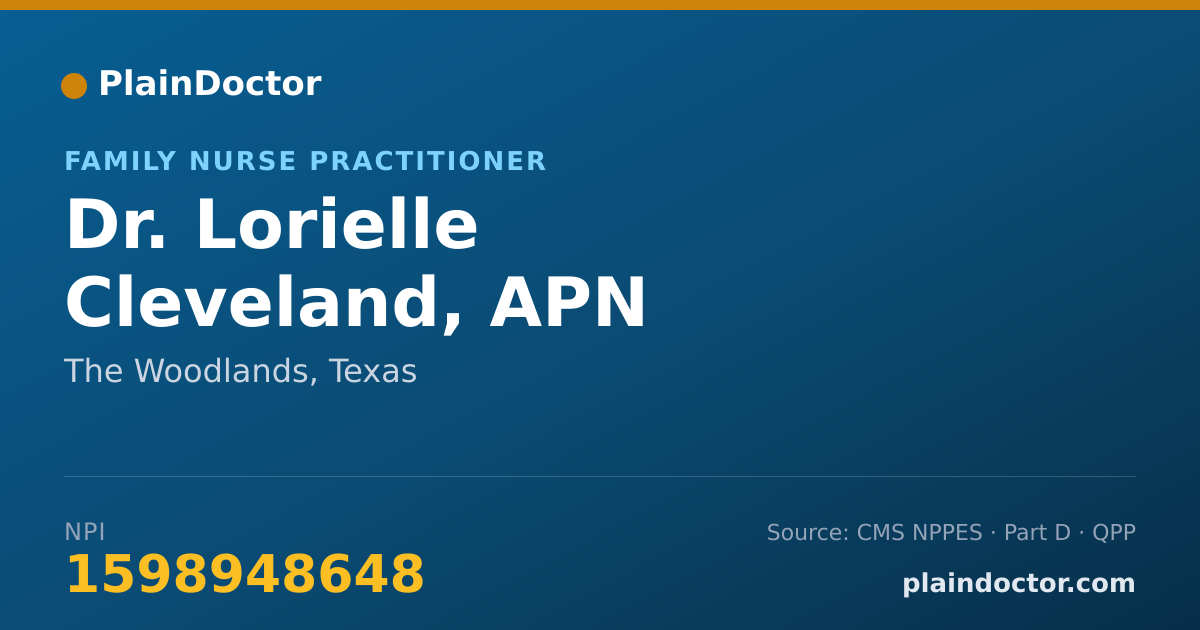 Shareable card for Lorielle Cleveland, APN - Family Nurse Practitioner, The Woodlands, TX