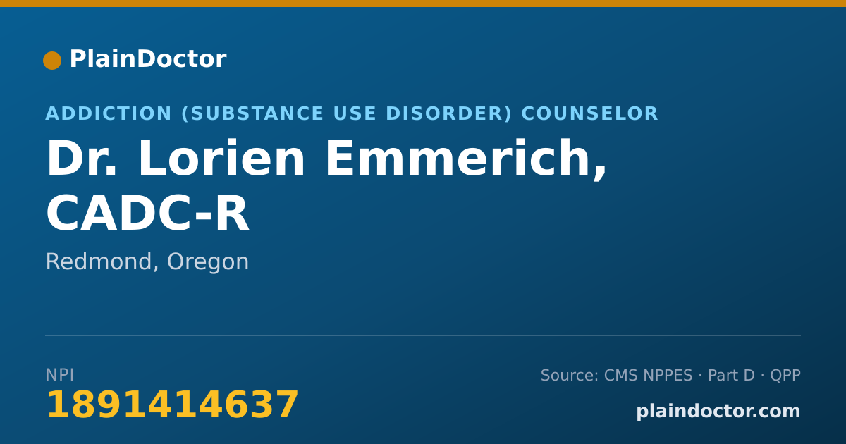 Shareable card for Lorien Emmerich, CADC-R - Addiction (Substance Use Disorder) Counselor, Redmond, OR