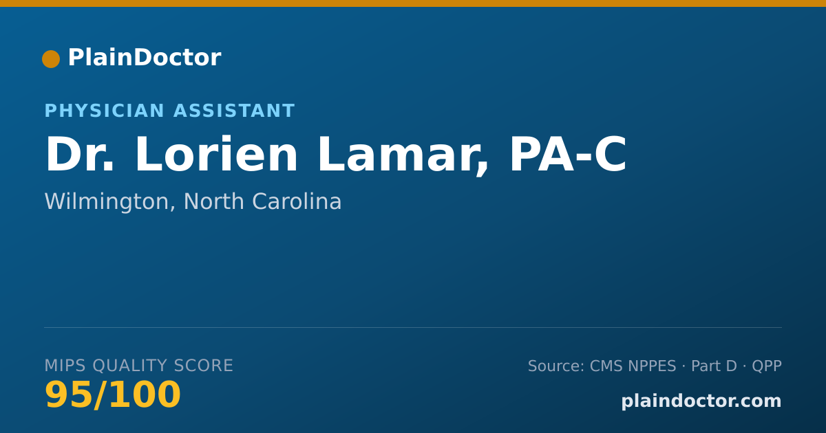 Shareable card for Lorien Lamar, PA-C - Physician Assistant, Wilmington, NC