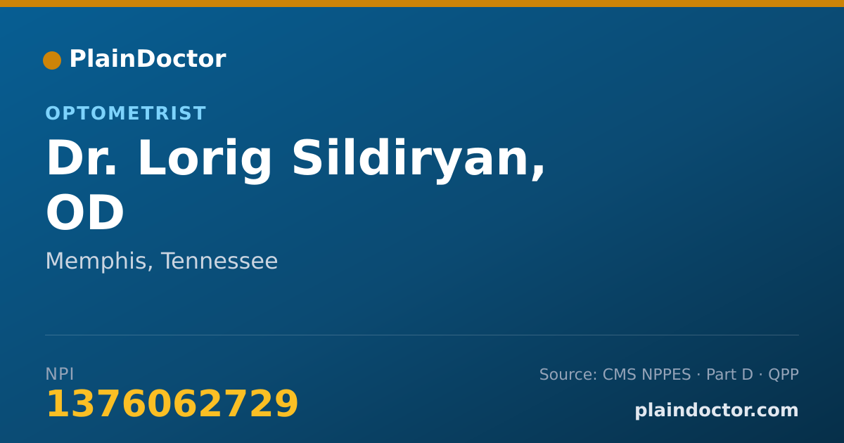 Shareable card for Lorig Sildiryan, OD - Optometrist, Memphis, TN