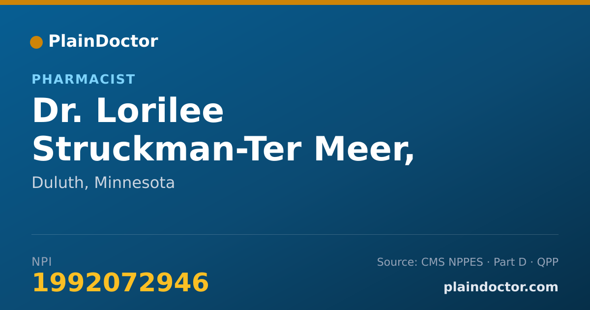 Shareable card for Lorilee Struckman-Ter Meer, PHARMD - Pharmacist, Duluth, MN