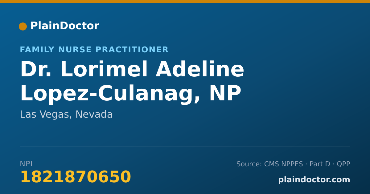 Shareable card for Lorimel Adeline Lopez-Culanag, NP - Family Nurse Practitioner, Las Vegas, NV