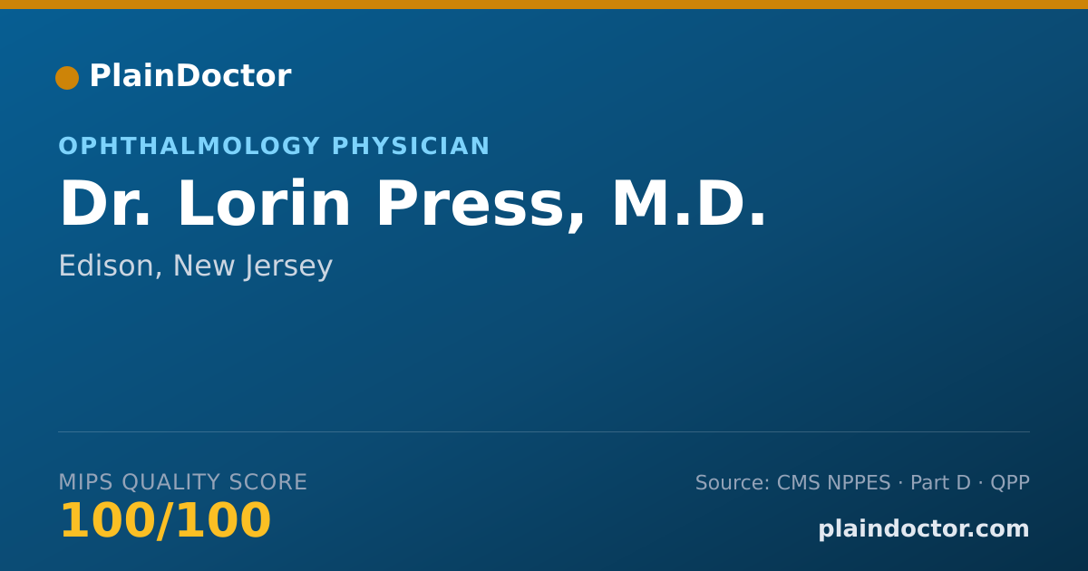 Shareable card for Lorin Press, M.D. - Ophthalmology Physician, Edison, NJ