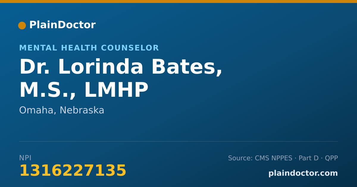 Shareable card for Lorinda Bates, M.S., LMHP - Mental Health Counselor, Omaha, NE