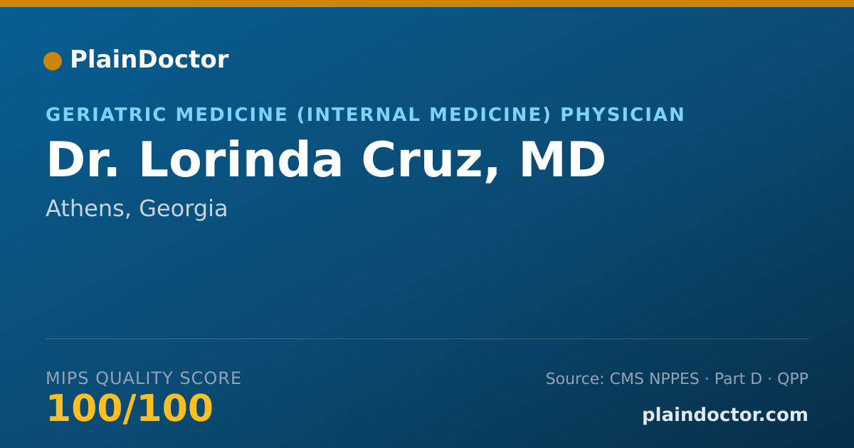 Shareable card for Lorinda Cruz, MD - Geriatric Medicine (Internal Medicine) Physician, Athens, GA