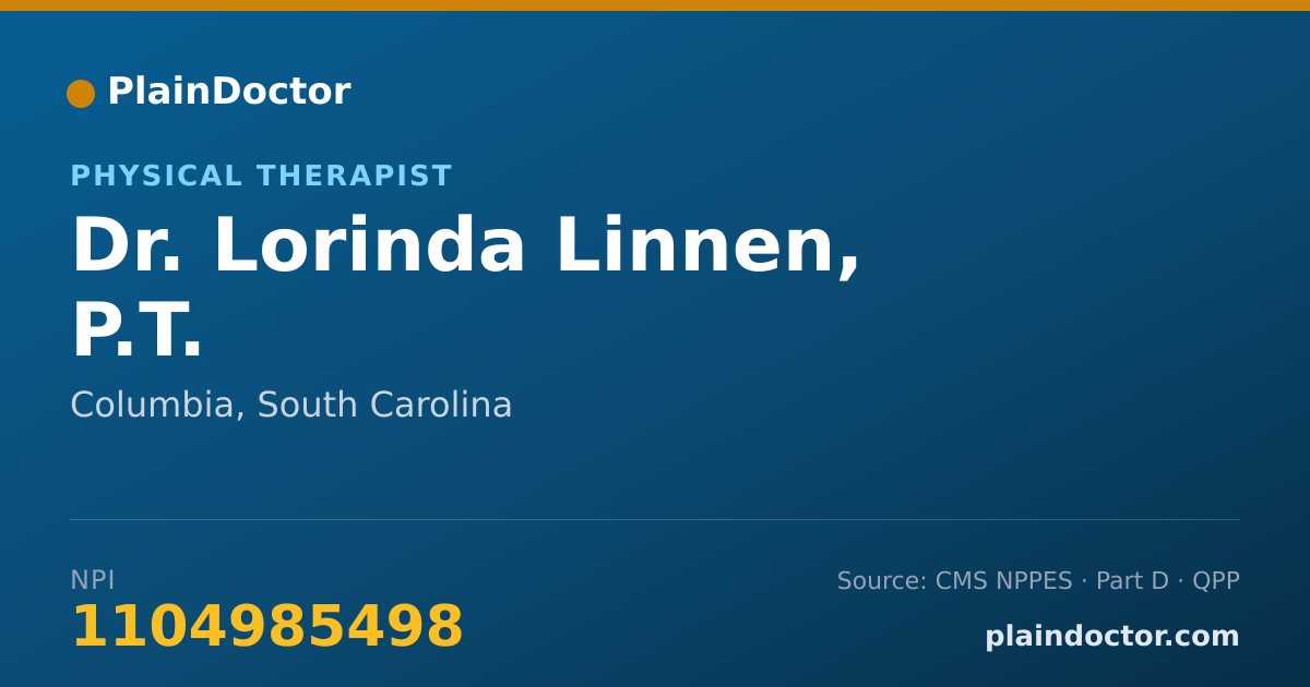 Shareable card for Lorinda Linnen, P.T. - Physical Therapist, Columbia, SC
