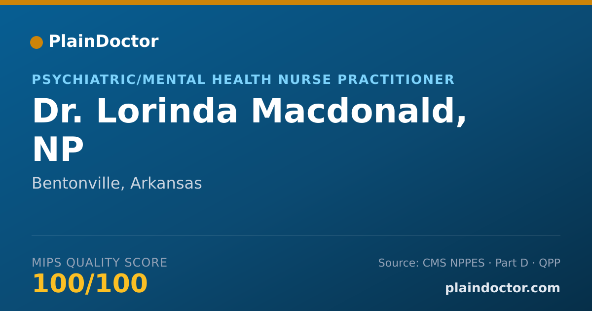 Shareable card for Lorinda Macdonald, NP - Psychiatric/Mental Health Nurse Practitioner, Bentonville, AR