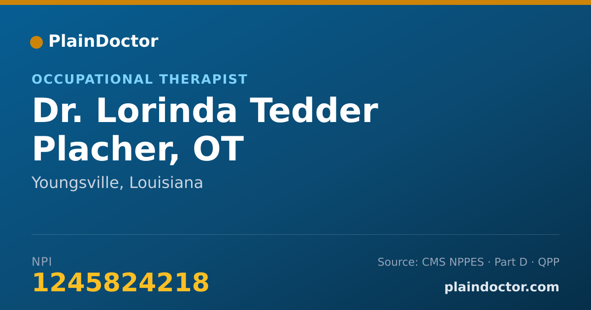 Shareable card for Lorinda Tedder Placher, OT - Occupational Therapist, Youngsville, LA