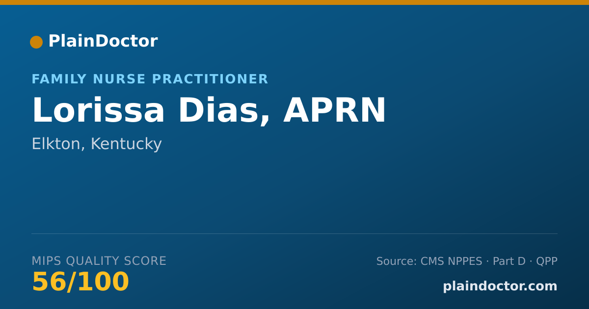 Shareable card for Lorissa Dias, APRN - Family Nurse Practitioner, Elkton, KY