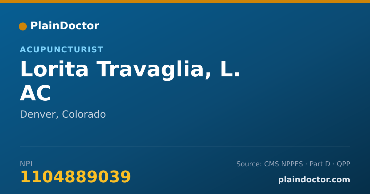 Shareable card for Lorita Travaglia, L. AC - Acupuncturist, Denver, CO