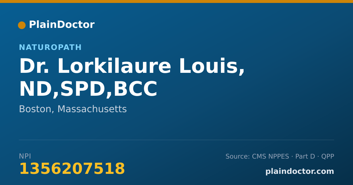 Shareable card for Lorkilaure Louis, ND,SPD,BCC - Naturopath, Boston, MA