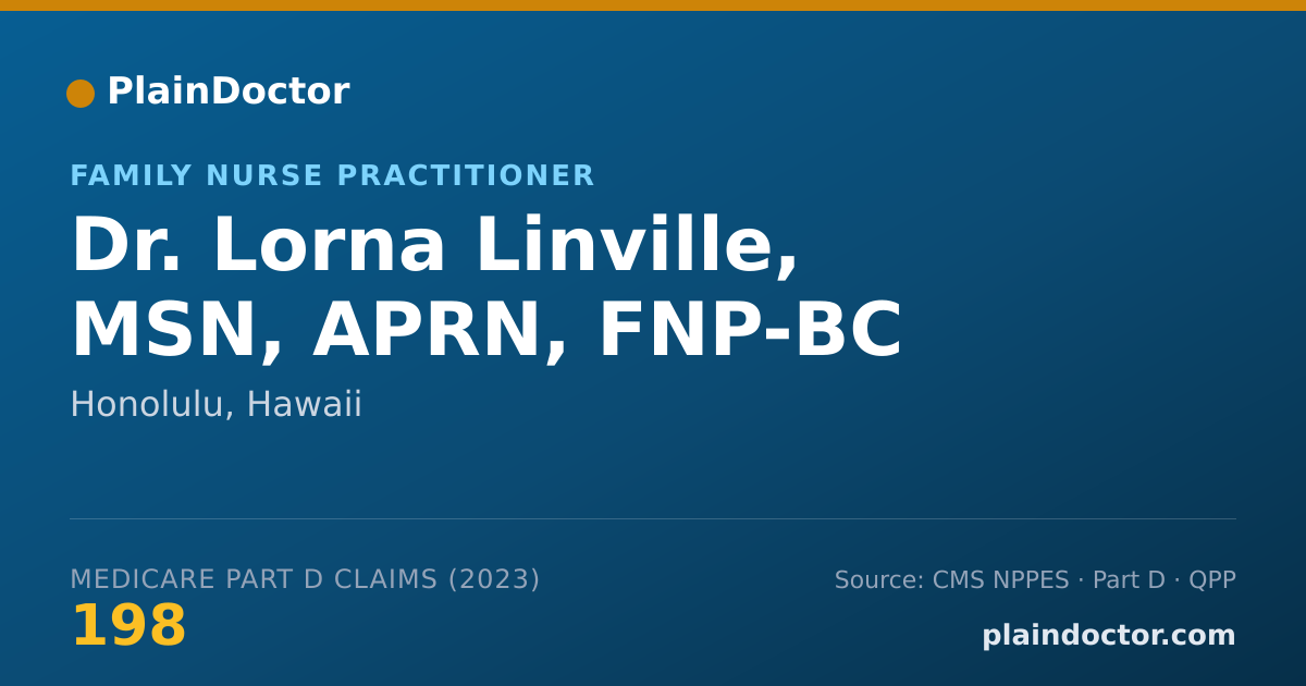 Shareable card for Lorna Linville, MSN, APRN, FNP-BC - Family Nurse Practitioner, Honolulu, HI