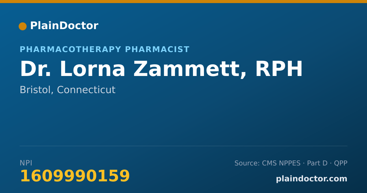 Shareable card for Lorna Zammett, RPH - Pharmacotherapy Pharmacist, Bristol, CT