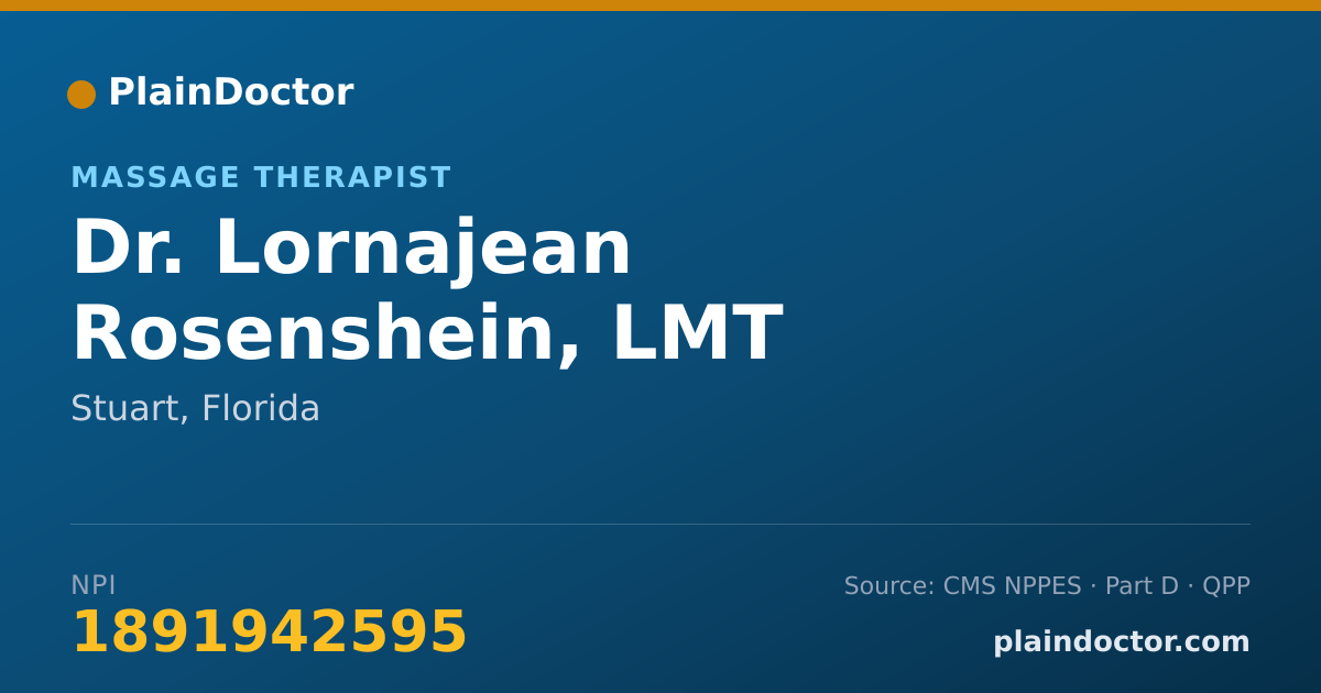 Shareable card for Lornajean Rosenshein, LMT - Massage Therapist, Stuart, FL
