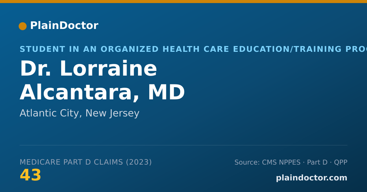 Shareable card for Lorraine Alcantara, MD - Student in an Organized Health Care Education/Training Program, Atlantic City, NJ