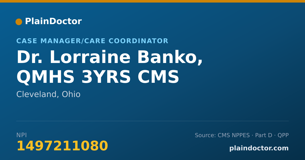 Shareable card for Lorraine Banko, QMHS 3YRS CMS - Case Manager/Care Coordinator, Cleveland, OH