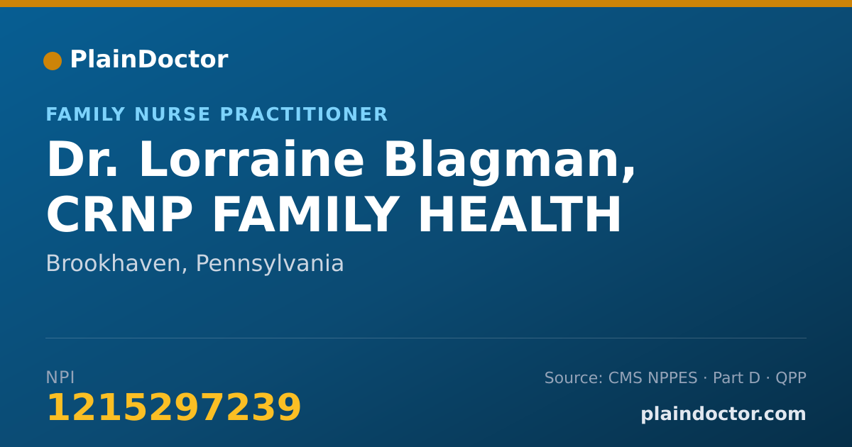 Shareable card for Lorraine Blagman, CRNP FAMILY HEALTH - Family Nurse Practitioner, Brookhaven, PA