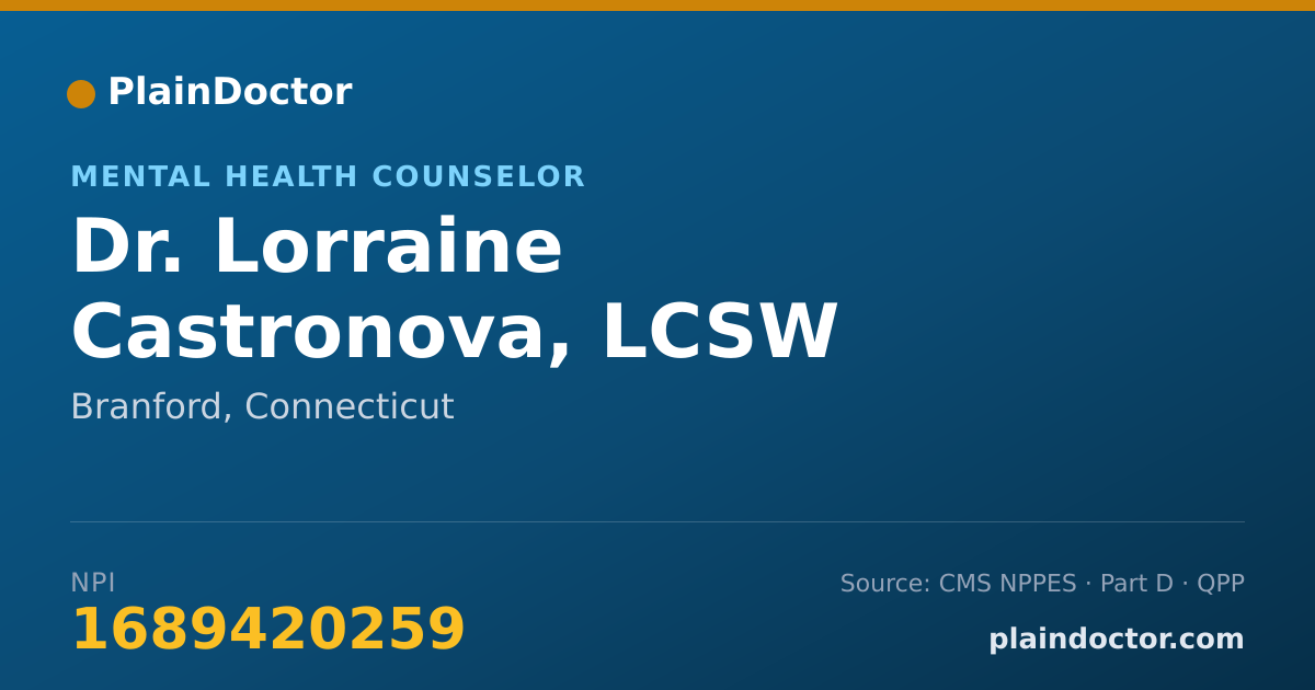 Shareable card for Lorraine Castronova, LCSW - Mental Health Counselor, Branford, CT