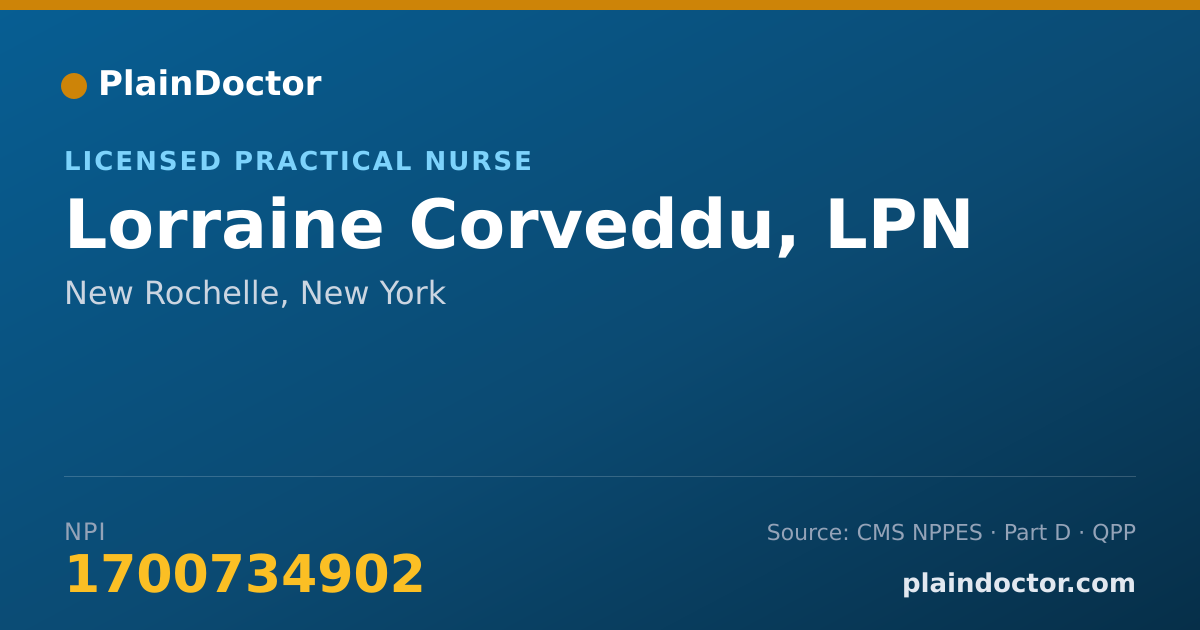 Shareable card for Lorraine Corveddu, LPN - Licensed Practical Nurse, New Rochelle, NY