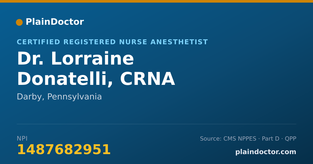Shareable card for Lorraine Donatelli, CRNA - Certified Registered Nurse Anesthetist, Darby, PA