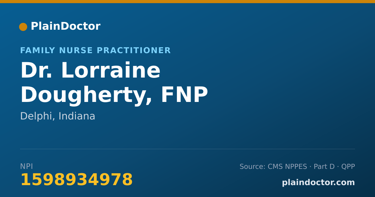 Shareable card for Lorraine Dougherty, FNP - Family Nurse Practitioner, Delphi, IN