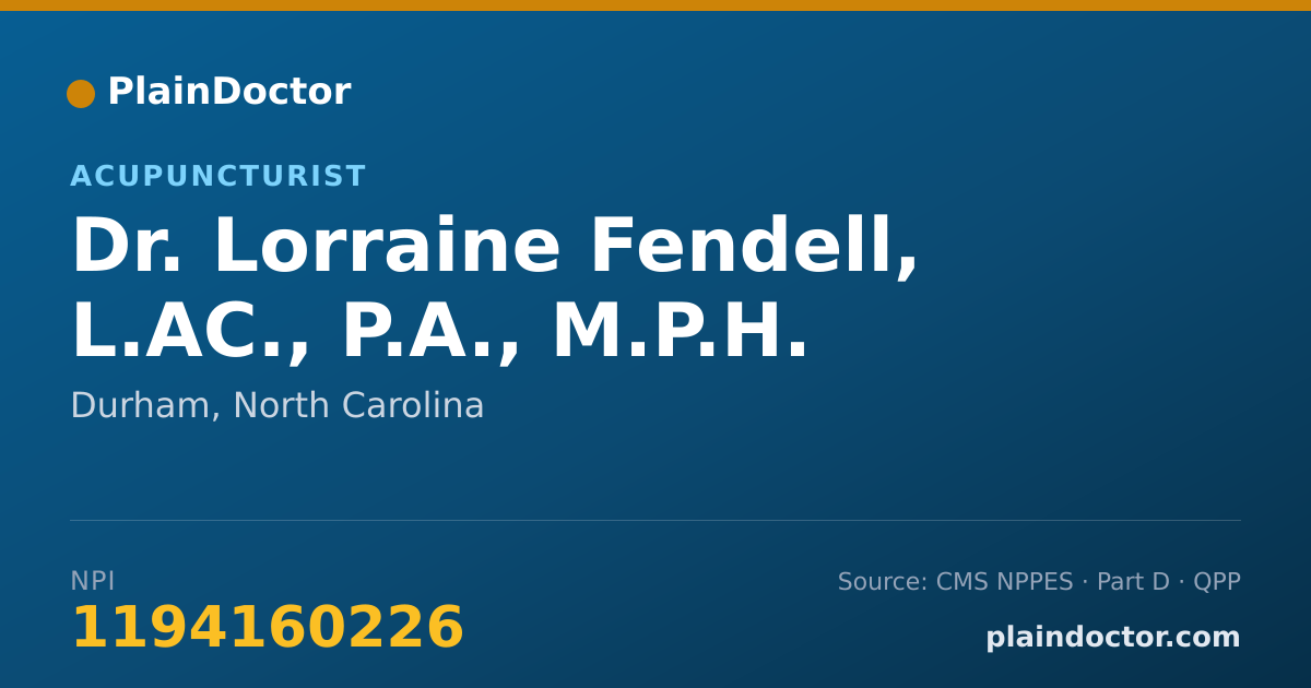 Shareable card for Lorraine Fendell, L.AC., P.A., M.P.H. - Acupuncturist, Durham, NC
