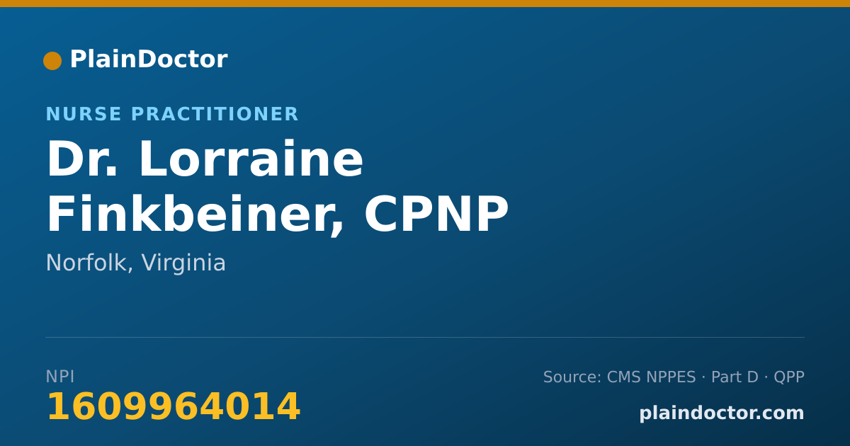 Shareable card for Lorraine Finkbeiner, CPNP - Nurse Practitioner, Norfolk, VA