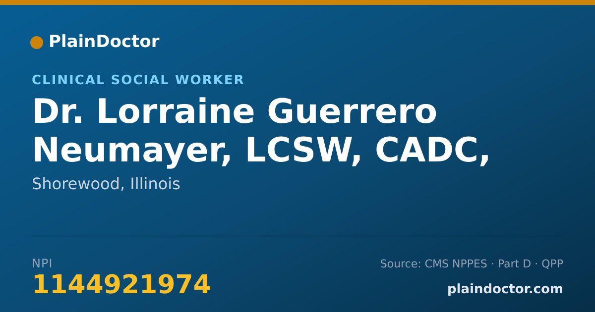 Shareable card for Lorraine Guerrero Neumayer, LCSW, CADC, PEL - Clinical Social Worker, Shorewood, IL