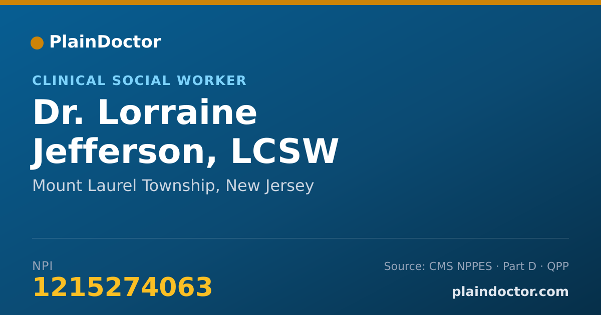 Shareable card for Lorraine Jefferson, LCSW - Clinical Social Worker, Mount Laurel Township, NJ