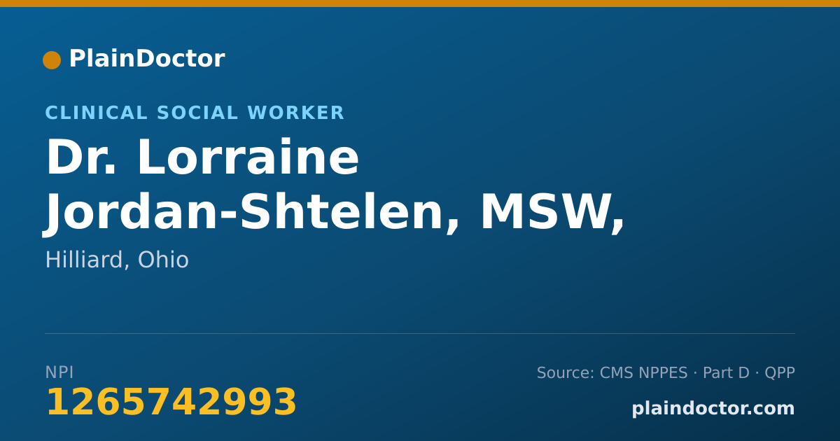 Shareable card for Lorraine Jordan-Shtelen, MSW, LISW-S - Clinical Social Worker, Hilliard, OH