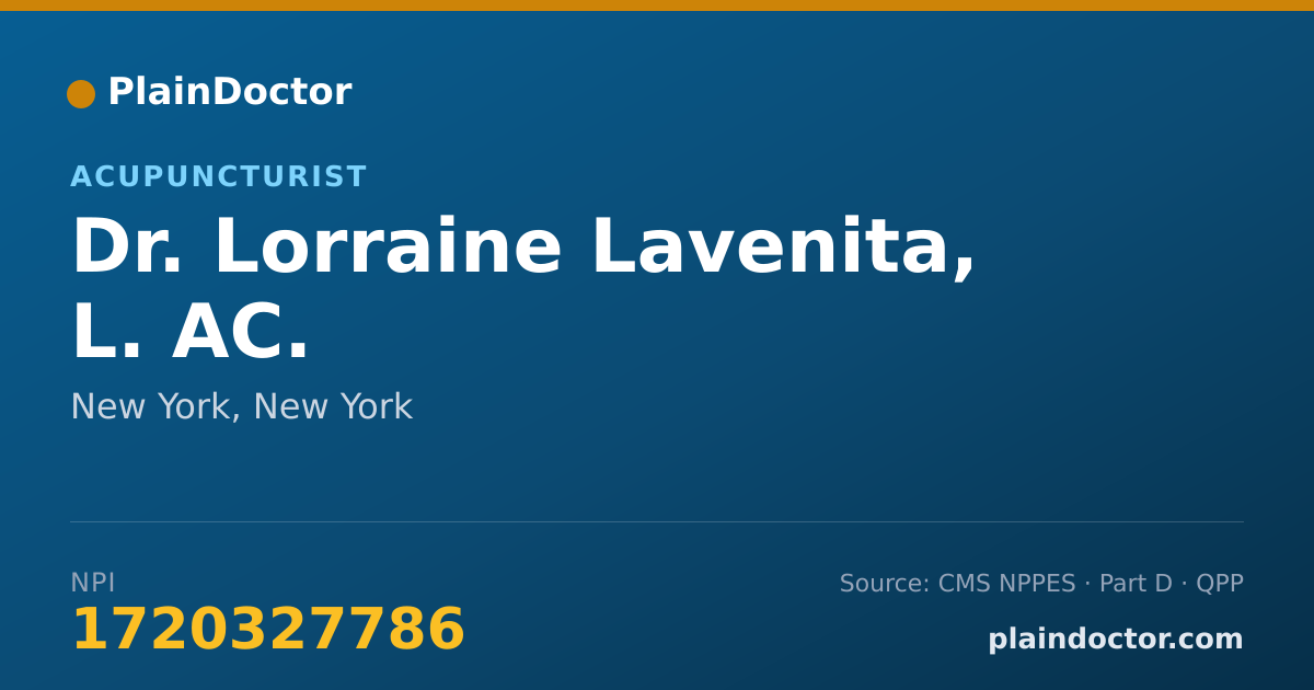 Shareable card for Lorraine Lavenita, L. AC. - Acupuncturist, New York, NY