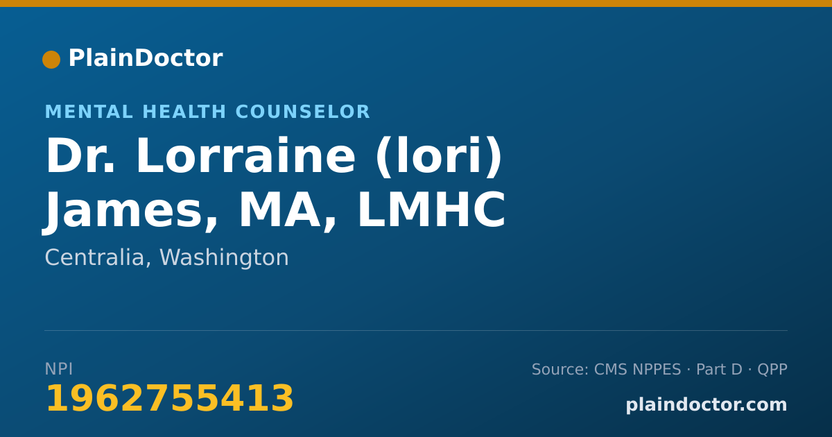 Shareable card for Lorraine (lori) James, MA, LMHC - Mental Health Counselor, Centralia, WA
