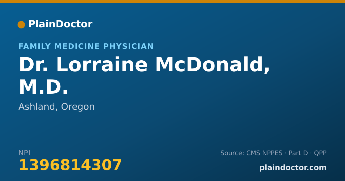 Shareable card for Lorraine McDonald, M.D. - Family Medicine Physician, Ashland, OR